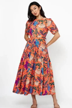 Oliphant Cinched Waist Puff Maxi- Turin Red