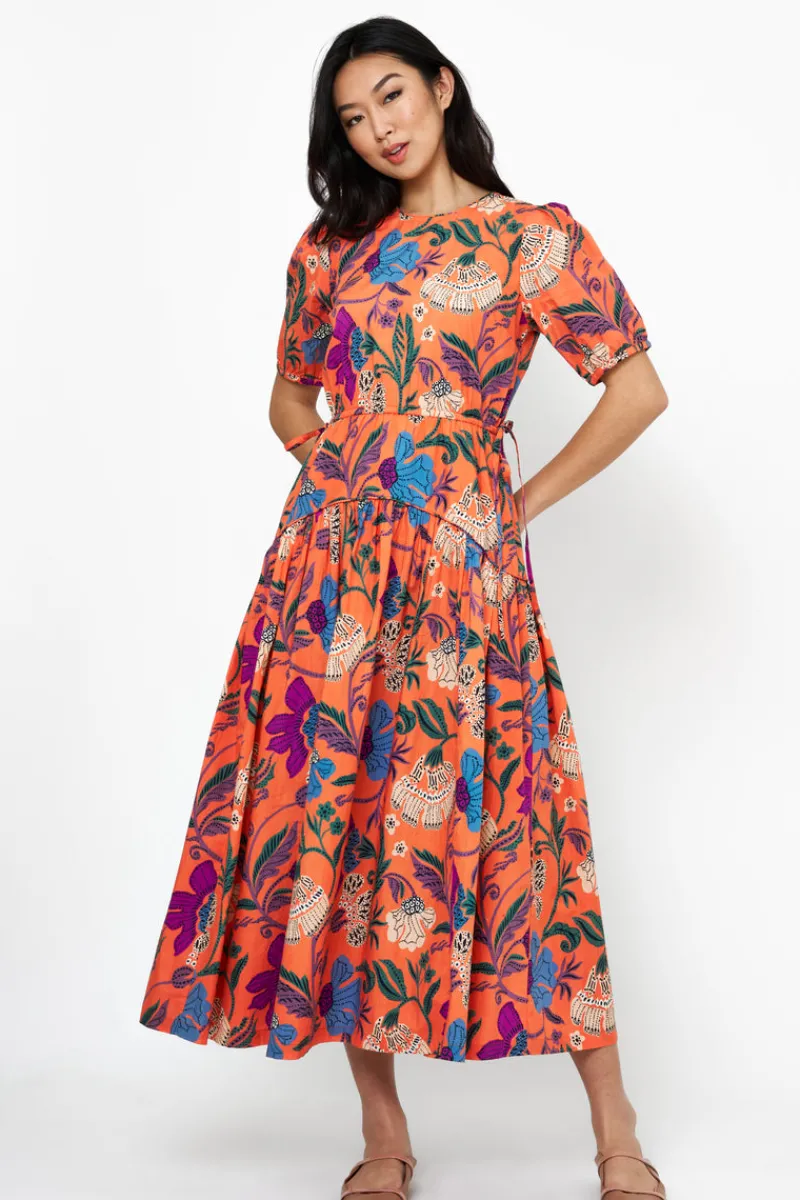 Oliphant Cinched Waist Puff Maxi- Turin Red