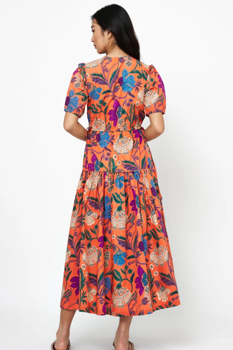Oliphant Cinched Waist Puff Maxi- Turin Red