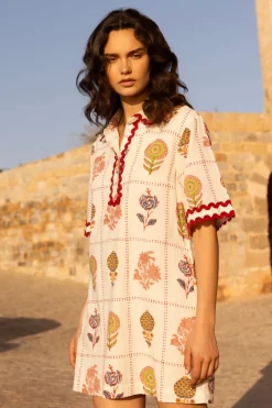 Oliphant Collared Shirt Dress Mini- Taormina Cream