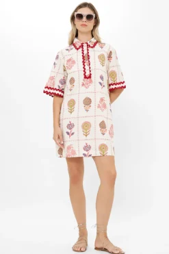 Oliphant Collared Shirt Dress Mini- Taormina Cream