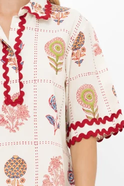 Oliphant Collared Shirt Dress Mini- Taormina Cream
