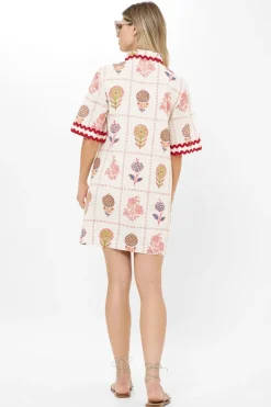 Oliphant Collared Shirt Dress Mini- Taormina Cream