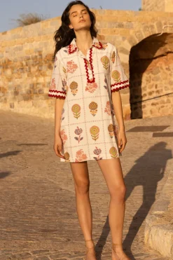 Oliphant Collared Shirt Dress Mini- Taormina Cream