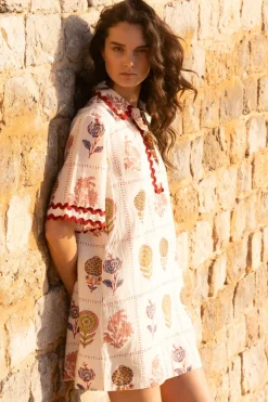 Oliphant Collared Shirt Dress Mini- Taormina Cream