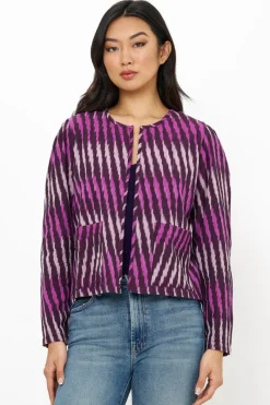 Oliphant Crew Neck Jacket- Ikat Purple