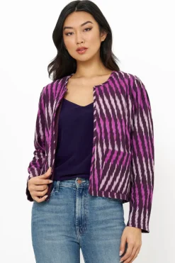 Oliphant Crew Neck Jacket- Ikat Purple