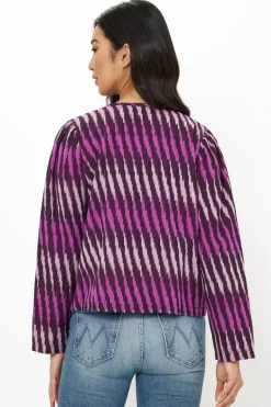 Oliphant Crew Neck Jacket- Ikat Purple