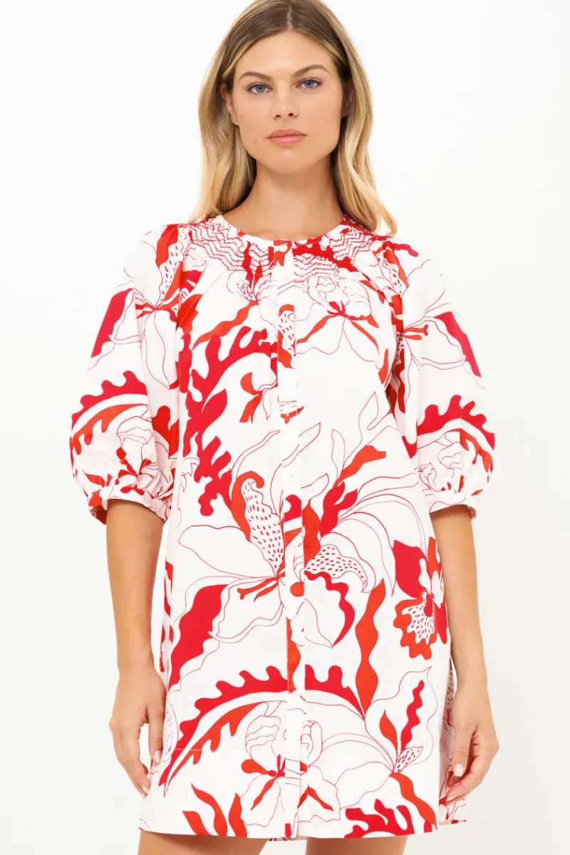Oliphant Embroidered Button Mini- Orchid Red
