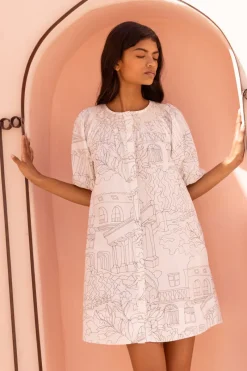 Oliphant Embroidered Button Mini- Roma White
