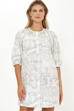 Oliphant Embroidered Button Mini- Roma White