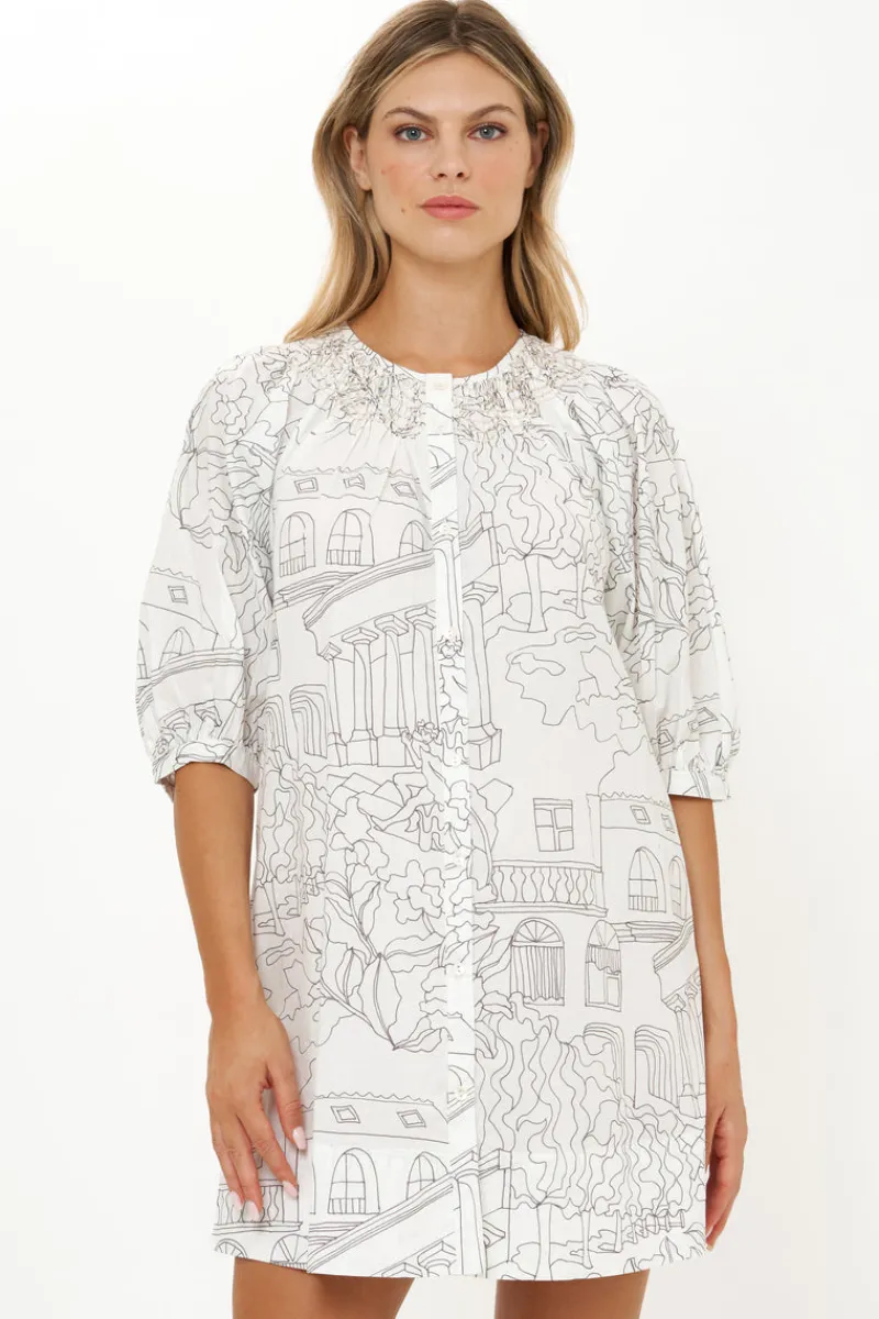 Oliphant Embroidered Button Mini- Roma White