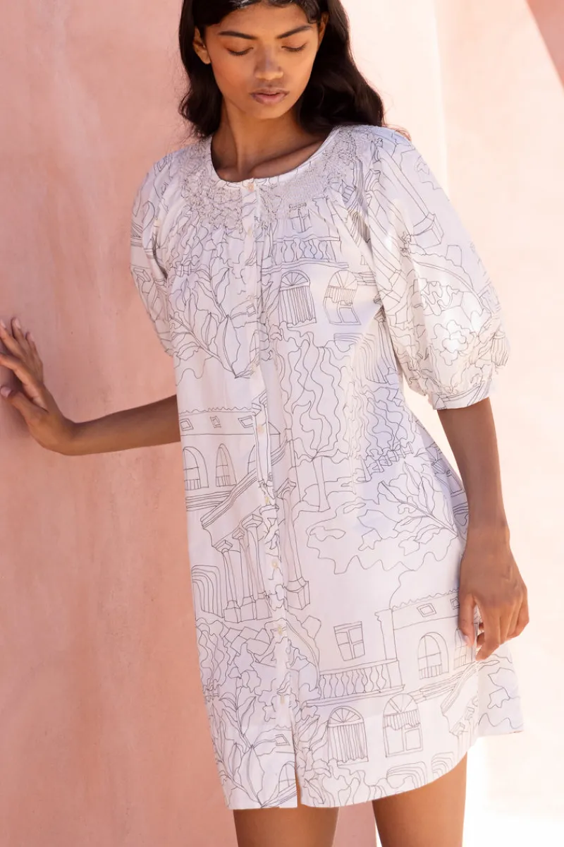Oliphant Embroidered Button Mini- Roma White