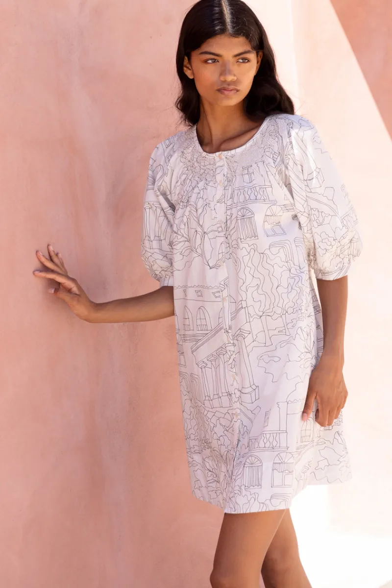Oliphant Embroidered Button Mini- Roma White