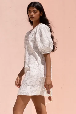 Oliphant Embroidered Button Mini- Roma White