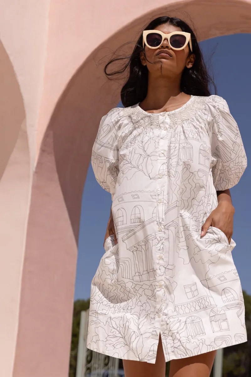 Oliphant Embroidered Button Mini- Roma White