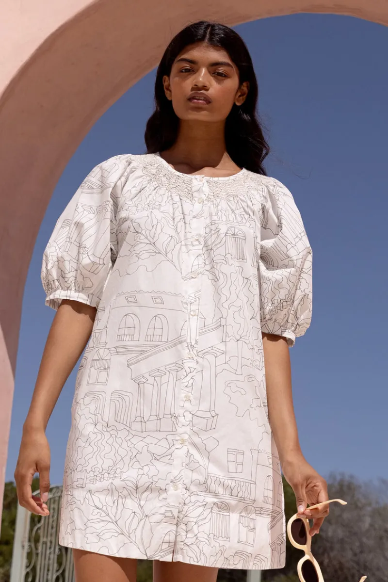 Oliphant Embroidered Button Mini- Roma White