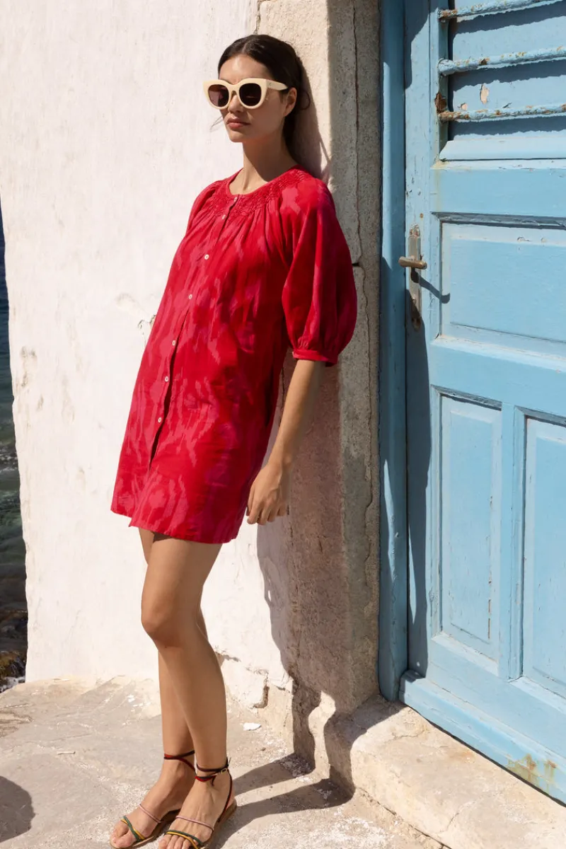 Oliphant Embroidered Button Mini- Tashkent Red