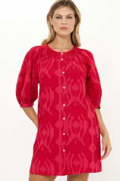 Oliphant Embroidered Button Mini- Tashkent Red