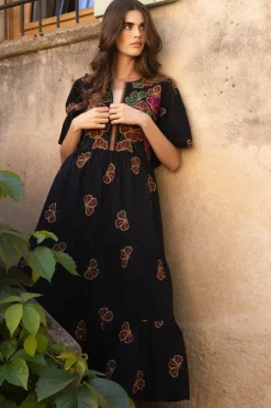 Oliphant Flirty V-Neck Maxi- Almay Black