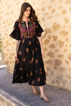 Oliphant Flirty V-Neck Maxi- Almay Black