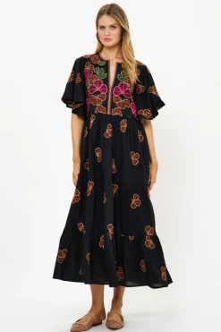 Oliphant Flirty V-Neck Maxi- Almay Black