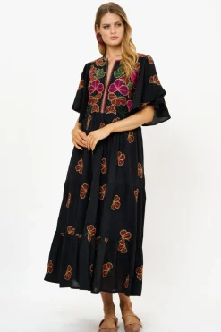 Oliphant Flirty V-Neck Maxi- Almay Black