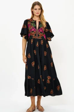 Oliphant Flirty V-Neck Maxi- Almay Black