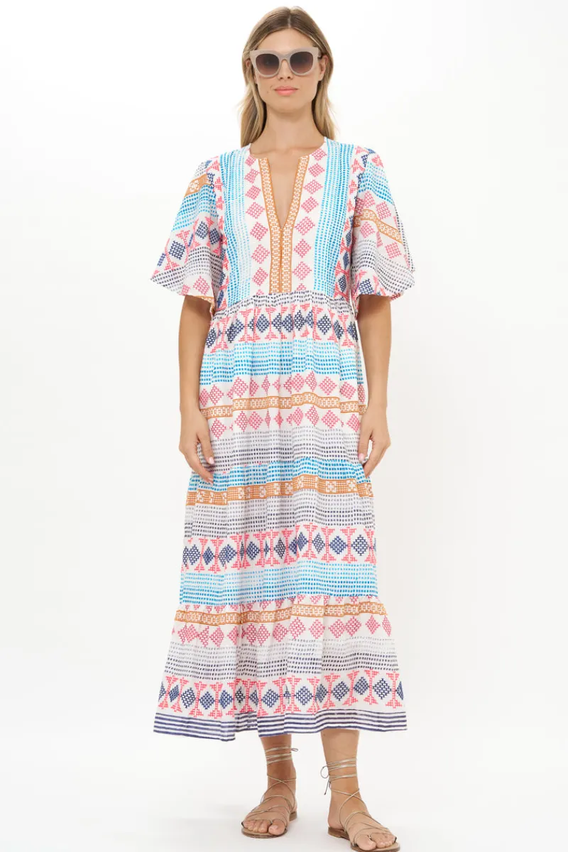 Oliphant Flirty V-Neck Maxi- Casablanca Multi
