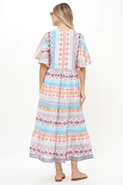 Oliphant Flirty V-Neck Maxi- Casablanca Multi