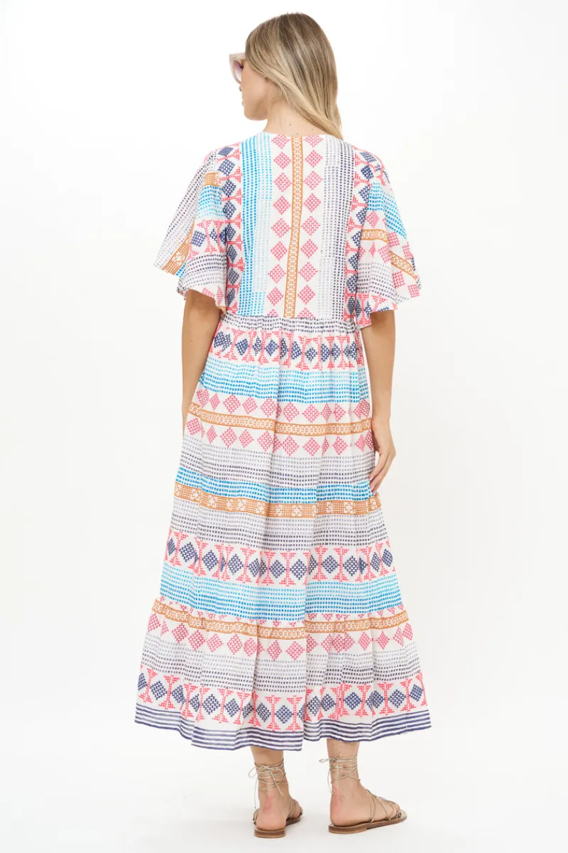Oliphant Flirty V-Neck Maxi- Casablanca Multi