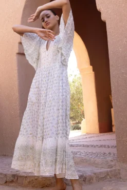 Oliphant Flirty V-Neck Maxi- Juniper Olive