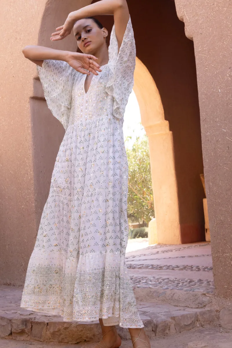 Oliphant Flirty V-Neck Maxi- Juniper Olive