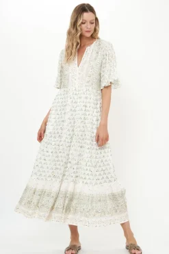 Oliphant Flirty V-Neck Maxi- Juniper Olive