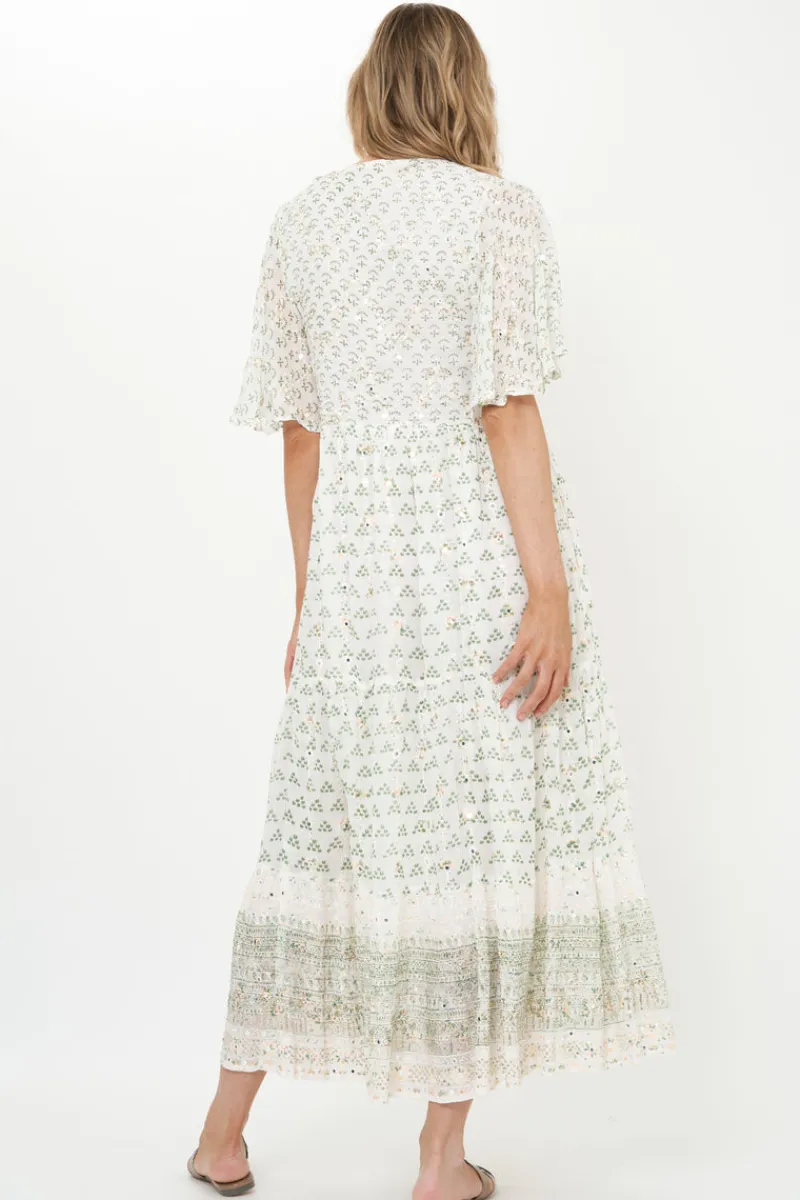 Oliphant Flirty V-Neck Maxi- Juniper Olive