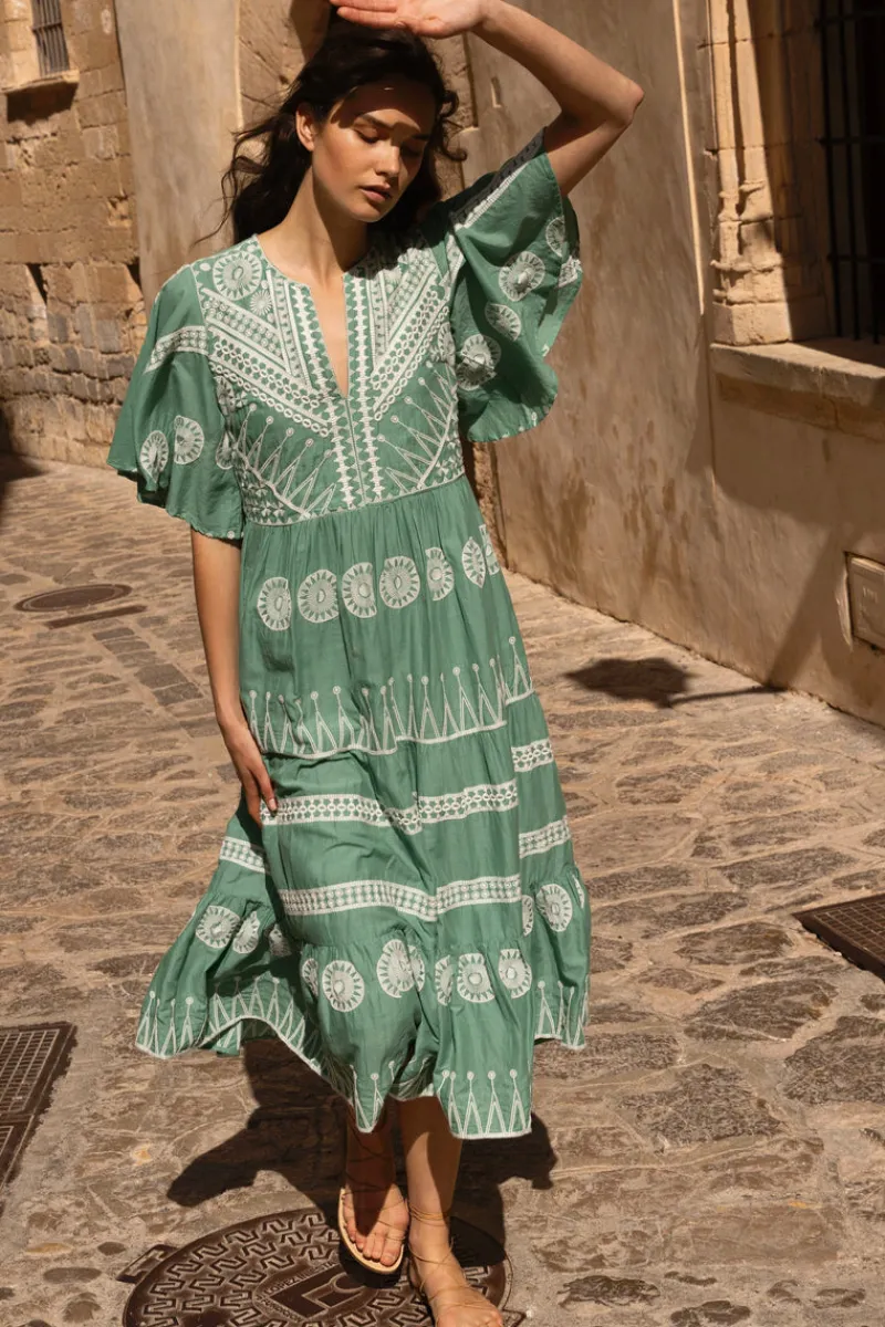 Oliphant Flirty V-Neck Maxi- Soleil Sage