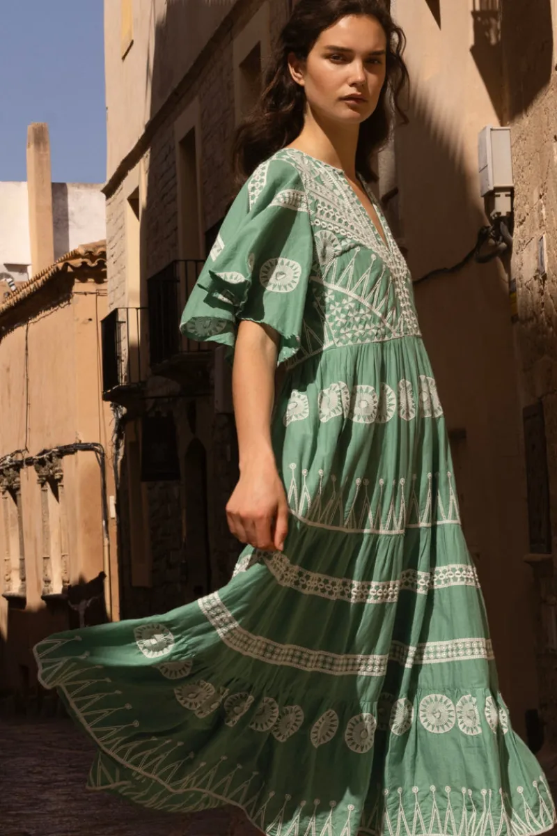 Oliphant Flirty V-Neck Maxi- Soleil Sage