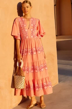 Oliphant Flirty V-Neck Maxi- Tangier Pink