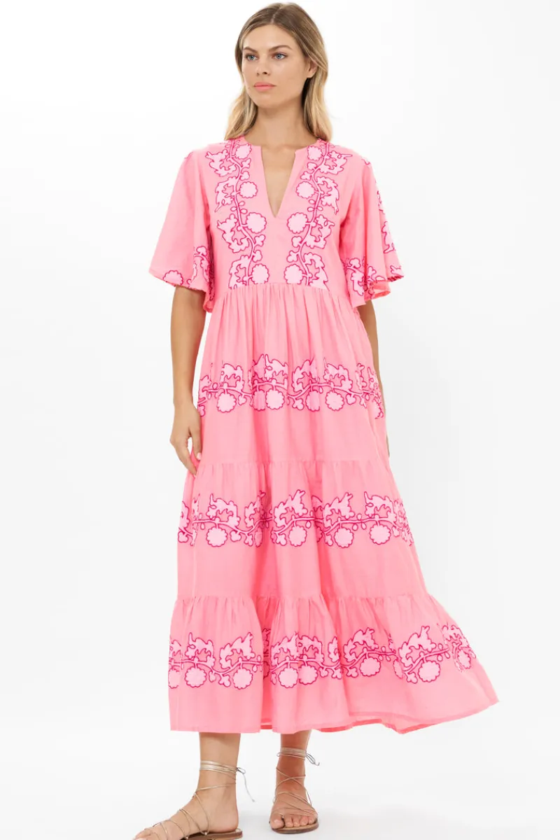 Oliphant Flirty V-Neck Maxi- Tangier Pink