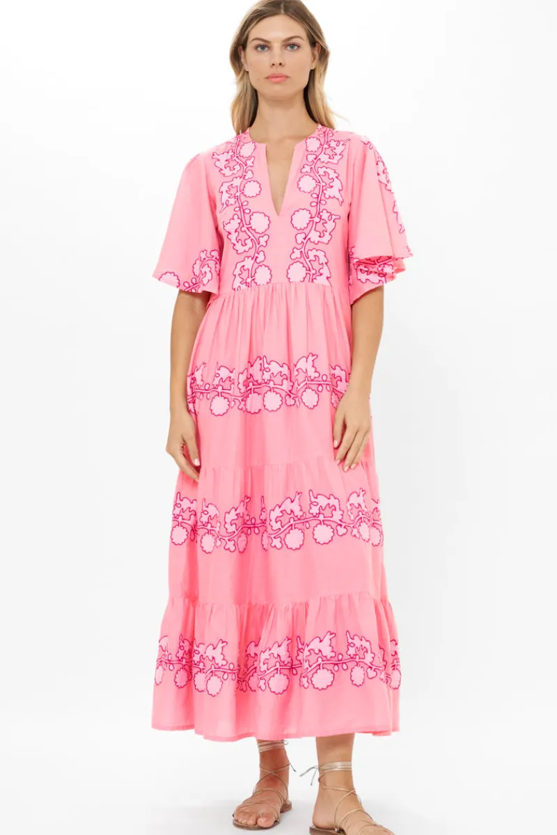 Oliphant Flirty V-Neck Maxi- Tangier Pink