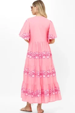 Oliphant Flirty V-Neck Maxi- Tangier Pink