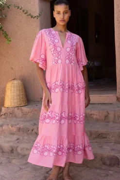 Oliphant Flirty V-Neck Maxi- Tangier Pink