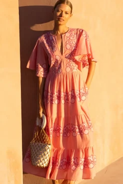 Oliphant Flirty V-Neck Maxi- Tangier Pink