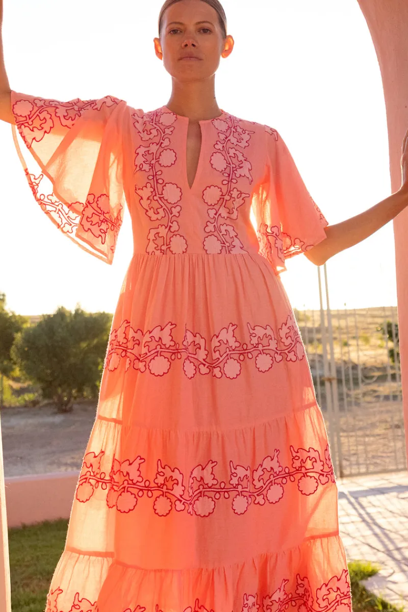 Oliphant Flirty V-Neck Maxi- Tangier Pink