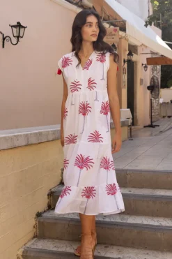 Oliphant Kaftan Midi- Canary Coral