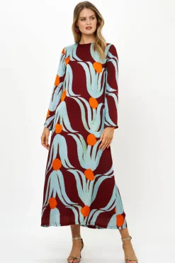 Oliphant Long Sleeve Shift Maxi- Tulip Orange