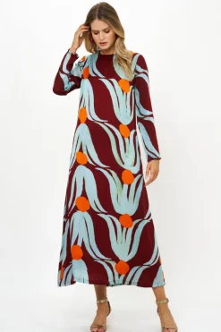 Oliphant Long Sleeve Shift Maxi- Tulip Orange