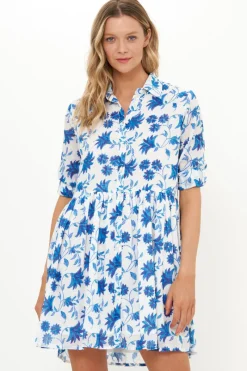 Oliphant Long Sleeve Shirt Dress Mini- Marion Blue