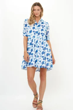Oliphant Long Sleeve Shirt Dress Mini- Marion Blue