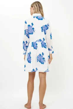 Oliphant Long Sleeve Shirt Dress Mini- Portofino Blue